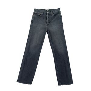 Re/Done Jeans Womens 27 Black Denim Pants Distressed Button Fly‎ Noir